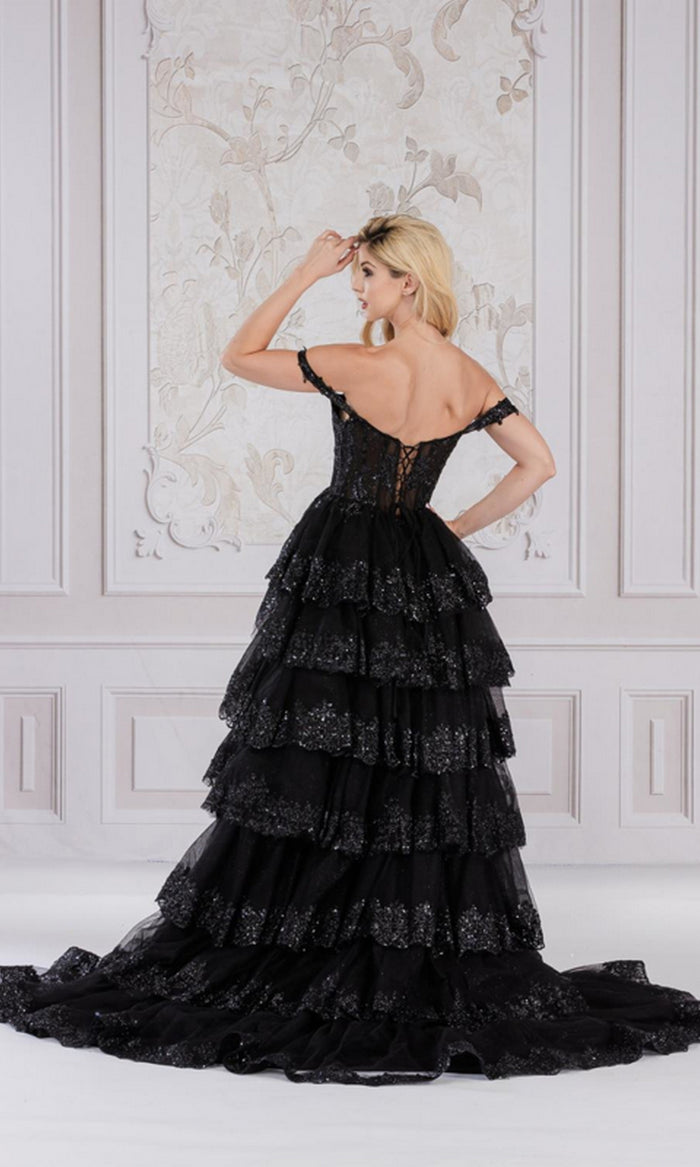 Off-the-Shoulder Layered Long Ball Gown TM1012