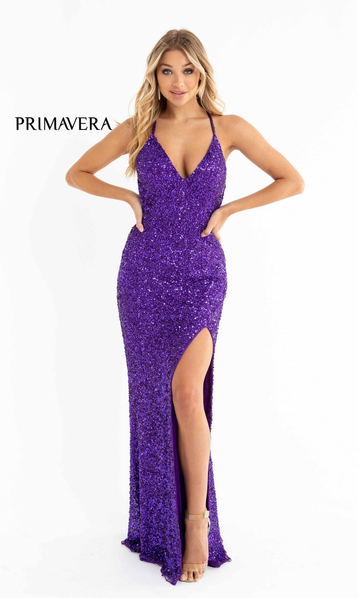 Backless Tight Long Sequin Prom Dress 3291D